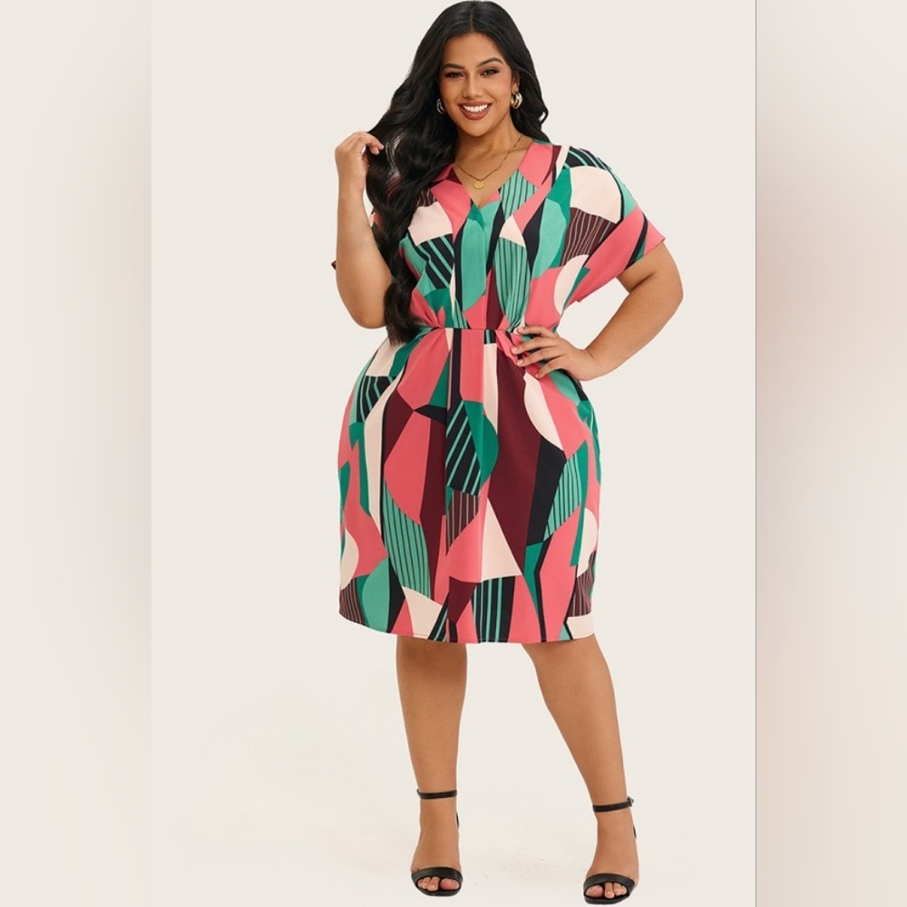 NEW NWT MeetCurve Vibrant Multicolor Geometric Dress Size 4XL (20/22)